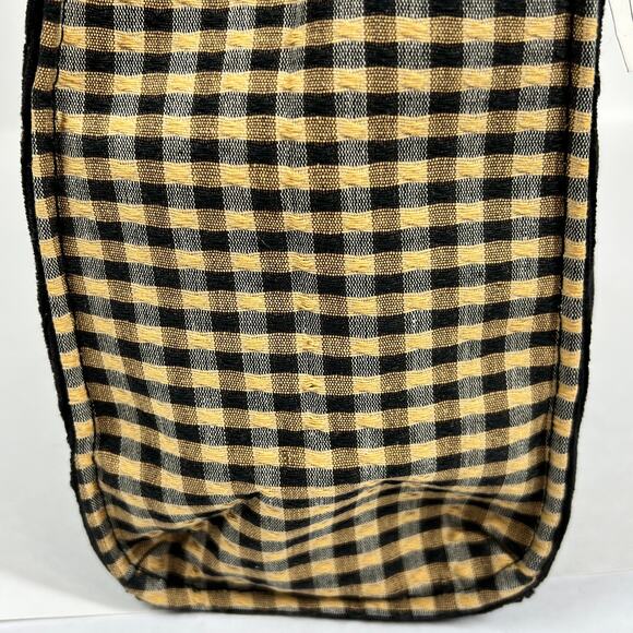 Longaberger Corduroy Plaid Small Tote Bag Purse Black Tan Khaki Check Homestead - Picture 4 of 16